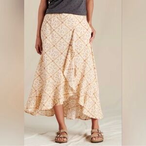 Toad&Co Manzana Ruffle Maxi Skirt Size Medium 100% Organic Cotton Cottagecore